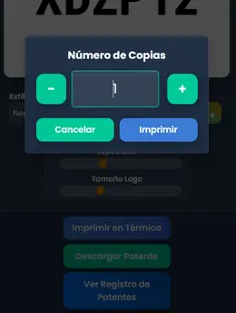 Selector de número de copias antes de imprimir